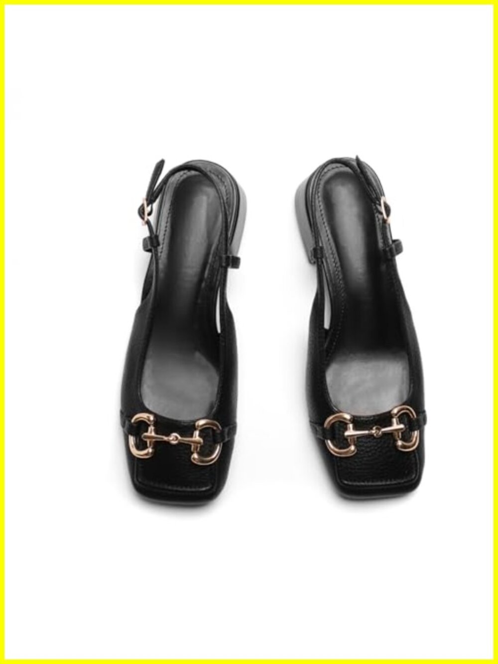 Slingback Mary Jane Heels Low Block Heel Closed Square Toe Pumps Faux Leather